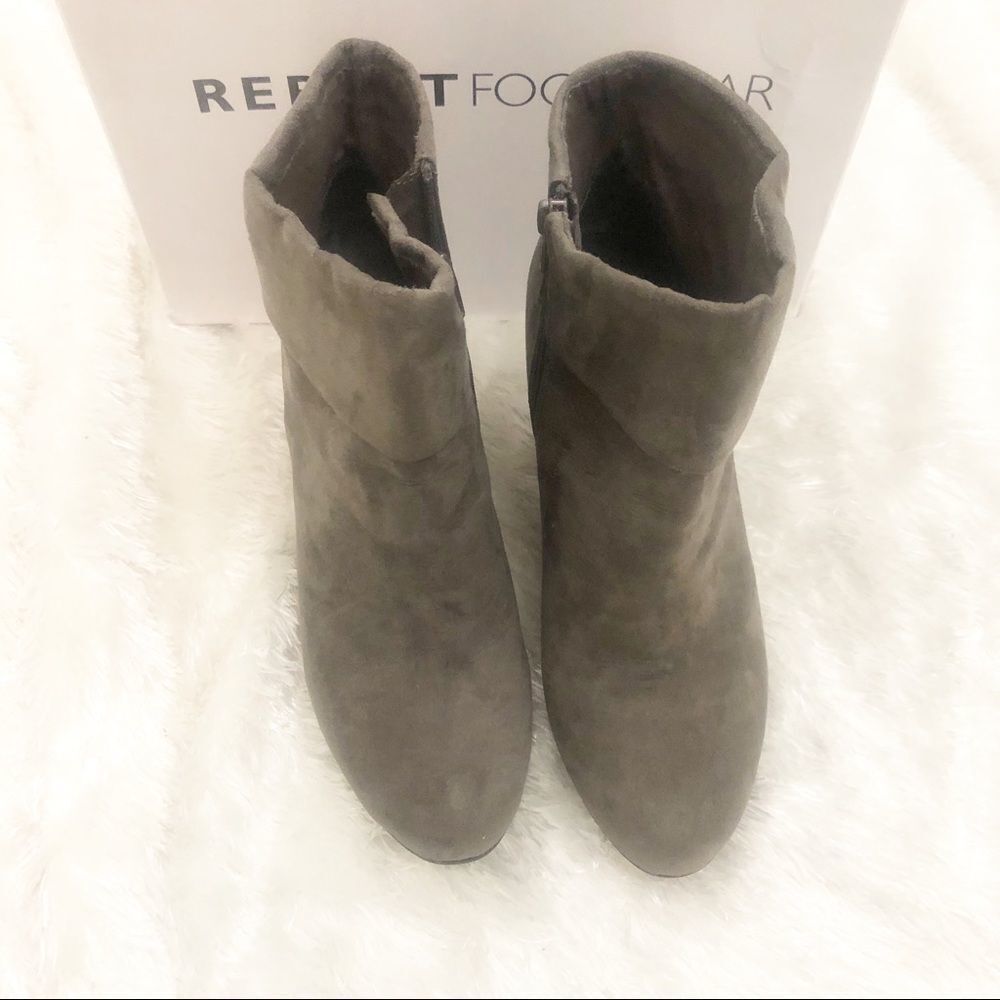 Report grey Riko platform ankle booties size 8.5. Like new